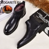 Элитные утепленные туфли с молнией, удерживающие тепло сапоги для кожаной обуви, из натуральной кожи