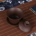 Kungfu tea set hộ gia đình trà bát tím cát ba bát chén gốm lớn bìa bowl set với nắp sản xuất bia trà bát Trà sứ