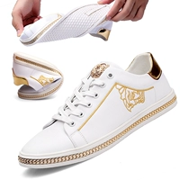 Модная кожаная белая обувь для отдыха для кожаной обуви, кроссовки, европейский стиль, французский стиль, воловья кожа, с вышивкой