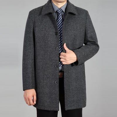 Mùa thu và mùa đông nam cha nạp trung niên len dày áo khoác nam ve áo jacket áo khoác XL áo gió áo khoác len Áo len