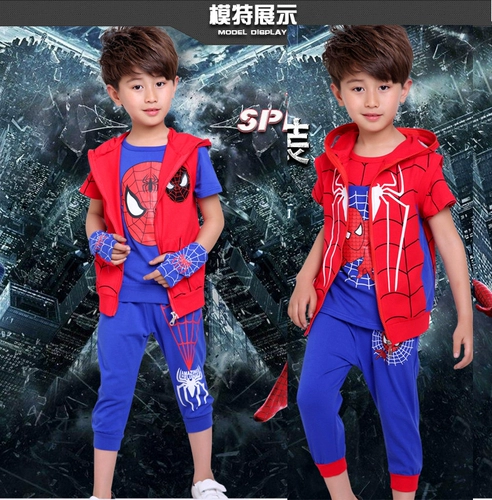 Летняя одежда, летний тонкий комплект для мальчиков, коллекция 2021, короткий рукав, 3 предмета