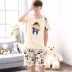 Của nam giới Đồ Ngủ Mùa Hè Ngắn Tay Áo Quần Short Cotton Teen Junior Học Sinh Trung Học Phim Hoạt Hình Mùa Hè Mỏng Nhà Trang Trí Nội ... bộ mặc nhà Nam giới