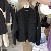 Dongdaemun Quần áo nam Hàn Quốc phát sóng trực tiếp phong cách nhỏ đứng cổ áo bỏ túi dụng cụ áo khoác 190814 - Áo khoác