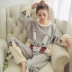 Phiên bản Hàn Quốc dễ thương ngọt ngào của đồ ngủ người lớn kích thước lớn dành cho nữ mùa xuân và mùa thu mỏng san hô lông cừu lông cừu flannel phù hợp với mùa đông pijama đôi Bộ Pajama
