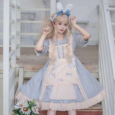taobao agent Genuine sweet cream doll, cute dress, set, Lolita style, Lolita OP, with short sleeve