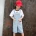 Cô gái mùa hè bib set 2018 new big trẻ em Hàn Quốc quần chân rộng hai bộ quần short denim trẻ em yếm jean cho bé gái Quần jean