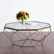 Thời trang 2018 tempered glass bàn cà phê căn hộ nhỏ đồ nội thất đơn giản phòng khách một số loại trắng rèn sắt cổ