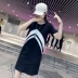 Mùa hè 2019 mới của phụ nữ phiên bản Hàn Quốc của áo dài mỏng giản dị giản dị nữ váy đen thẳng váy - váy đầm váy đầm