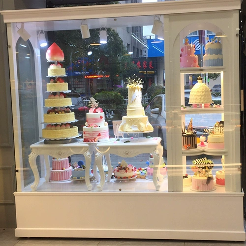 Выпечка торта магазин пекарня магазин день рождения торт настоящий деревянный образцовый шкаф модель Iron Art Display стенд стеклянный рекламный ролик