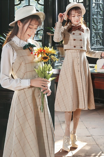 Шерстяной осенний демисезонный комплект, ретро приталенная куртка, платье без рукавов, увеличенная толщина