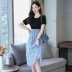 Shen Yidu mùa hè 2021 mới của phụ nữ mùa hè váy dài trung niên ngắn tay khâu váy váy 011 - Váy dài