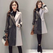 Sâu sắc theo 2017 mùa thu mới kích thước lớn mùa xuân và mùa thu mùa thu phần dài slim len coat coat nữ 1067