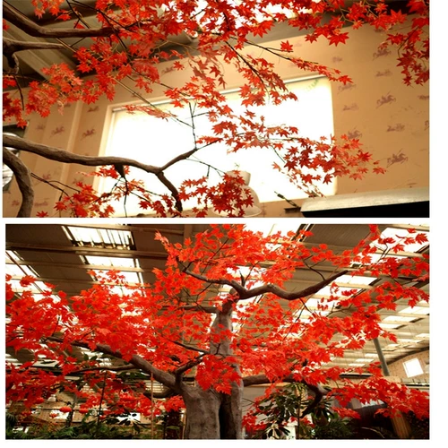 Моделирование красного кленового баньянских ветвей, зеленые листья, внутреннее инженерное моделирование, оформление ландшафтных фальшивых листьев гинкго зеленые листья