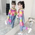 Bộ đồ sọc bé gái dài tay 2019 Thu mới Thời trang quần denim Hai mảnh vừa lớn Trẻ em Bib - Quần jean Quần jean