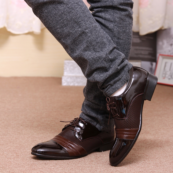 Men's Business casual Pantent Leather Shoes Pointed Toe Bridegroom ...