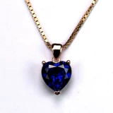 Сапфировая универсальная синяя подвеска в форме сердца, серебро 925 пробы, простой и элегантный дизайн, с драгоценным камнем