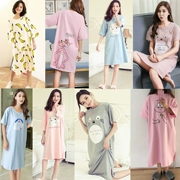 Áo ngủ nữ mùa hè dễ thương của Hàn Quốc Bộ đồ ngủ ngắn tay tươi mát có thể mặc công chúa hoạt hình lỏng lẻo dài Nhật Bản