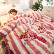 flannel Luật chăn để chăn nhung san hô nhung một mảnh mùa đông cộng với dày mùa đông màu hồng nap chăn - Quilt Covers