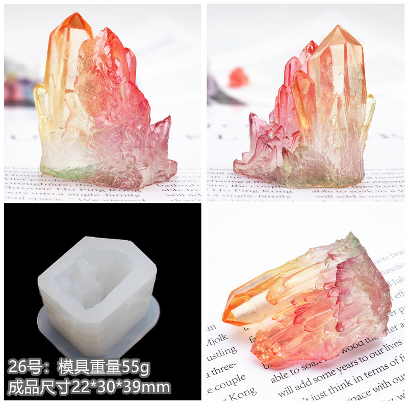 Ashdiy Gutta percha transparent silica gel mould Crystal Glue  mould silica gel mineral Spar Crystal Cluster transparent mould
