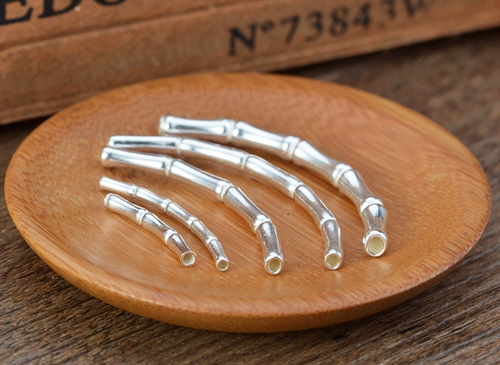 Материал с аксессуарами ручной работы с бусинами, глянцевая бамбуковая изогнутая трубка, браслет, аксессуар, «сделай сам», серебро 925 пробы