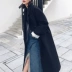 Áo khoác len nữ 2018 mùa đông màu đen Hàn Quốc lỏng lẻo phần giữa dài trên đầu gối He Ben áo len gió cho học sinh - Accentuated eo áo