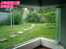 Балконное окно 上海佳美门窗厂家直销铝合金窗户隐形全景折叠推拉无框玻璃封阳台