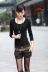 Phiên bản Hàn Quốc của mùa thu đông mới áo len mỏng mới dành cho nữ thiết lập áo len đáy rắn màu cổ tròn ngắn đoạn ngắn tay dài Slim quần áo nữ đẹp Đan Cardigan