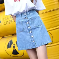 Летняя приталенная джинсовая юбка, мини-юбка для школьников, в корейском стиле, высокая талия, с акцентом на бедрах, А-силуэт