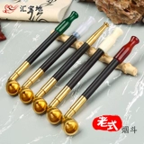 Краткое стиль старая модная мешка для дыма старые ингредиенты Paiguang Сандаловая дымовая труба, двухцелевая мешок для дыма мужской борьба с борьбой с засухой пожилой засухо