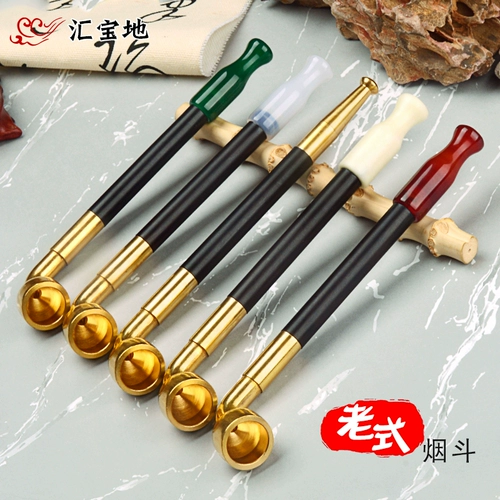 Краткое стиль старая модная мешка для дыма старые ингредиенты Paiguang Сандаловая дымовая труба, двухцелевая мешок для дыма мужской борьба с борьбой с засухой пожилой засухо