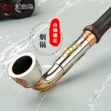 Старомодная медная курительная трубка ручной работы, ониксовый мундштук из старинного материала