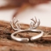 Sen thiết kế ban đầu S925 sterling bạc trang sức thời trang đơn giản mở vòng antler nhẫn nữ điều chỉnh vòng đuôi