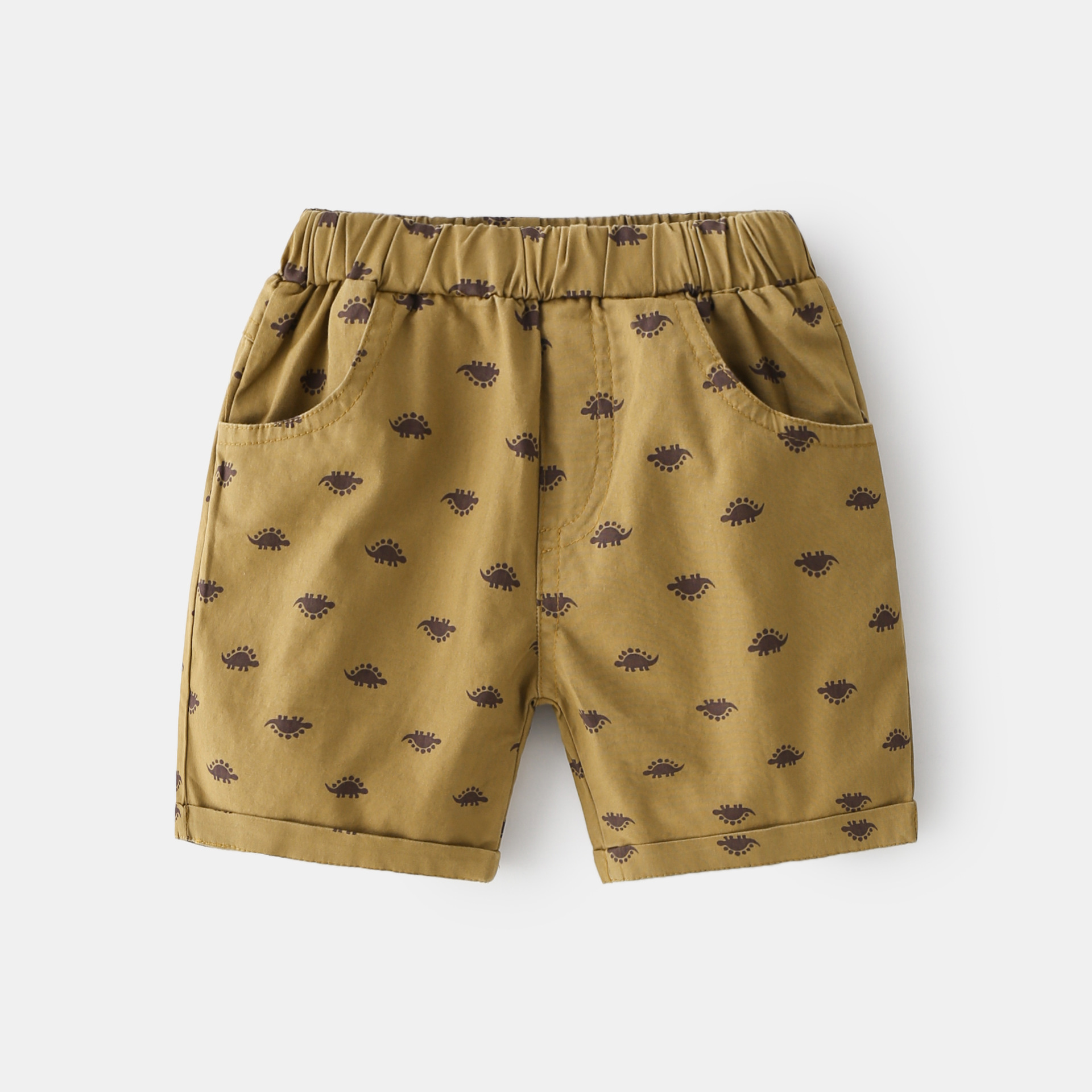 20B Pants Xkfz Dinosaur Deep KhakiBoy shorts 2021 summer new pattern Children's wear baby pure cotton Capris children leisure time shorts Wear out tide