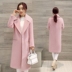 2018 mùa xuân mới của Hàn Quốc phiên bản của áo len dày áo len nữ phần dài silhouette coat loose là mỏng măng tô nữ Trung bình và dài Coat