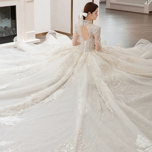Расширенное свадебное платье, подходит для подростков, премиум класс, длинный рукав, большой размер
