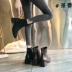 Booties nữ 2018 thu đông mới Anh phiên bản retro Hàn Quốc với chất liệu dày với đôi bốt trần sau khóa kéo Chelsea Giày ống