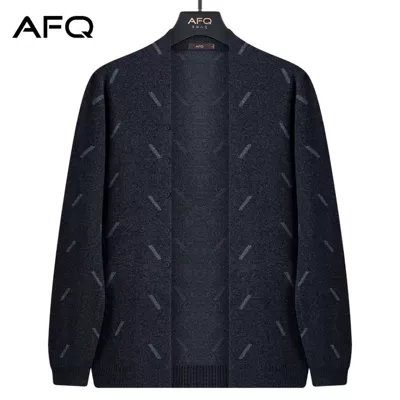 AFQ thương hiệu áo len nam trung niên và trẻ trung áo len nam cộng với áo len kích thước áo len hở ngực - Cardigan