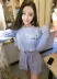2018 mùa xuân Hàn Quốc phiên bản của sexy rốn túi in áo len ngắn + giả hai mảnh hakama váy phù hợp với thời trang