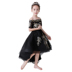 Đầm trẻ em một bên vai công chúa váy cô gái lông đen chủ nhà biểu diễn catwalk váy cho bé gái 10 tuổi Váy trẻ em