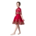 Công chúa váy cô gái đỏ Trung Quốc cô gái nhỏ hoa cô gái chủ nhà váy trẻ em biểu diễn trang phục biểu diễn mùa thu - Váy trẻ em