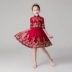 Công chúa váy cô gái đỏ Trung Quốc cô gái nhỏ hoa cô gái chủ nhà váy trẻ em biểu diễn trang phục biểu diễn mùa thu - Váy trẻ em Váy trẻ em