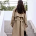 2018 mùa thu mới sang trọng của Hàn Quốc áo khoác đôi raglan tay áo dài phần trên đầu gối bên khe gió nữ