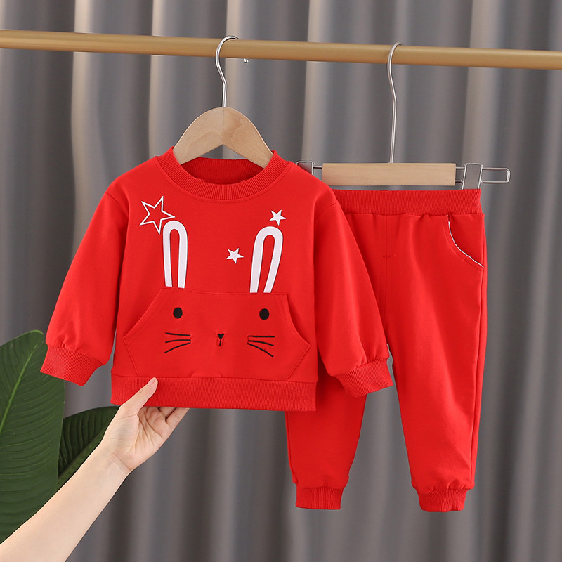 A6110 Suit RedBaby girl suit Foreign style spring baby child clothes spring and autumn 1 One 3 year 0 Children's clothes 2 children girl spring clothes