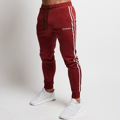 Red And White Hem (Pants)Bodybuilding train Long sleeve Sweater Self cultivation trend man Muscle brothers loose coat trousers motion leisure time Two piece suit