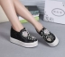 2017 phiên bản Hàn Quốc của rhinestone lưới thấp để giúp giày da đơn nữ tăng cao muffin dày nêm đáy với giày cỡ nhỏ thông thường - Giày cắt thấp