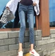 Quần bà bầu mùa xuân mặc cho bà bầu quần jeans ống rộng mùa thu Hàn Quốc mùa xuân và mùa thu chín điểm quần áo bà bầu mùa thu - Phụ nữ mang thai quần / quần bụng
