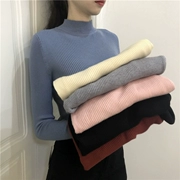 Áo len cổ lọ nửa cao cổ áo len đáy quần mùa thu đông nữ phiên bản Hàn Quốc mới của áo len mỏng bó sát tự nhiên