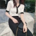 Phụ nữ ngắn tay mới của Hồng Kông- phong cách sang trọng áo len thời trang v- cổ màu bên đơn ngực linh hoạt mỏng giảm béo áo sơ mi áo cardigan nữ Áo / áo thun
