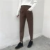 2018 quần len mới mang hương vị Hồng Kông nữ mùa thu và quần mùa đông quần cà rốt quần âu là quần dài mỏng hoang dã nữ mùa đông quần giữ nhiệt nữ Khởi động cắt