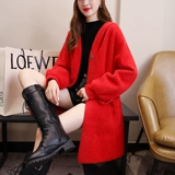 Демисезонное двусторонное шерстяное пальто, толстовка с капюшоном, свитер, куртка, коллекция 2023, в корейском стиле, увеличенная толщина